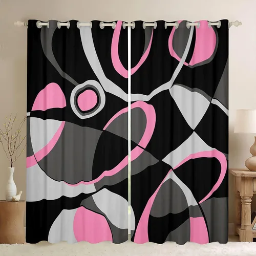 Vista 15 de Feelyou Cortinas de videojuegos negro y gris para niños, dormitorio, música, audífonos, notas, cortinas de ventana, para niños, adolescentes