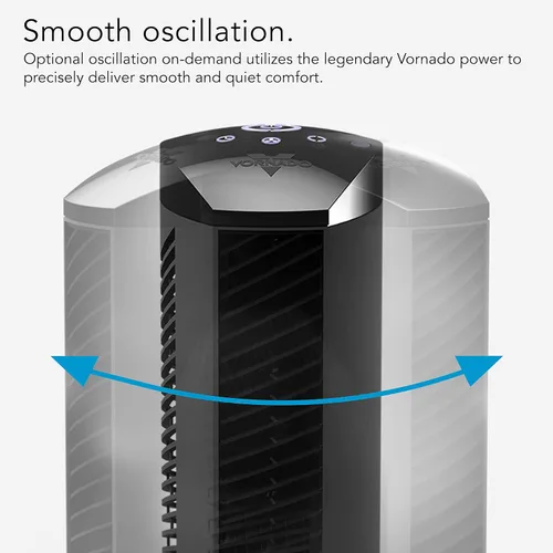 Vista 4 de Vornado Ventilador de torre oscilante OSCR37 AE y circulador de aire, funciona con Alexa, toda la habitación, negro, un dispositivo certificado