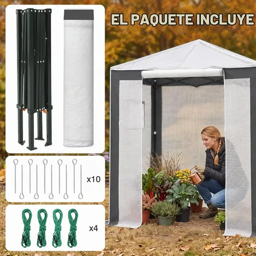 Vista 9 de EAGLE PEAK Invernadero desplegable para caminar 6x4, gris/blanco
