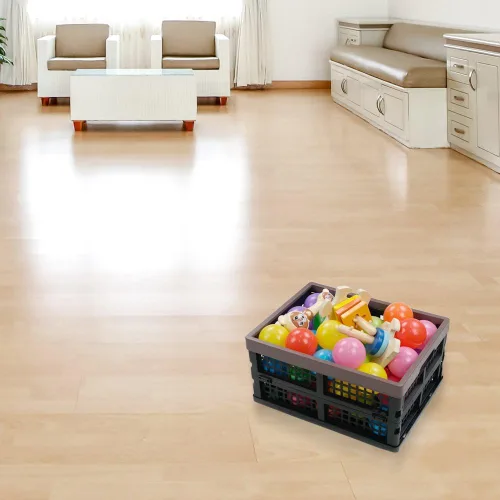 Vista 5 de Paquete de 2 cajas de almacenamiento plegables de plástico, caja de almacenamiento plegable de 15 L