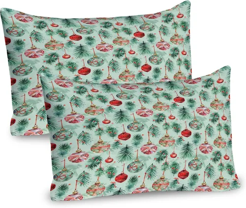 Vista 4 de Lunarable Juego de 2 fundas para almohada de otoño, tema vintage otoñal con estilo granja, ilustración de flores silvestres, artículo de cama