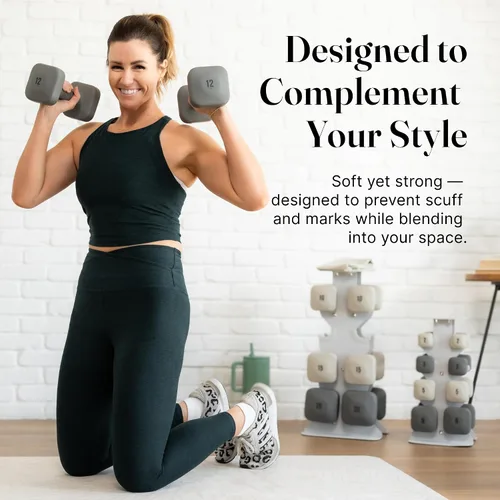Vista 74 de WeGym SafeGrip - Mancuernas cuadradas con asas antideslizantes, pesas libres estéticas para entrenamientos en casa, diseño estable que evita rodar