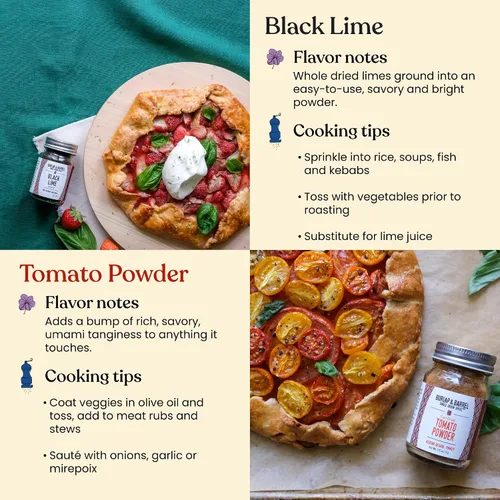 Vista 6 de Burlap & Barrel Juego de especias de origen único para tacos – Comino de montaña salvaje, tomate secado al sol, lima negra molida – como se ve