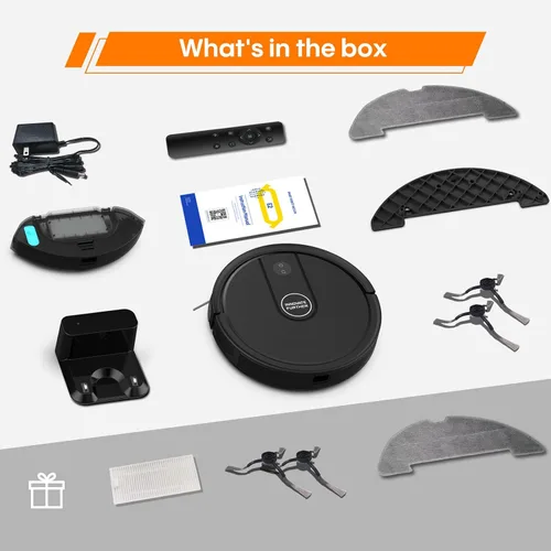 Vista 9 de Robot aspirador y trapeador, robot aspirador 3 en 1 con 5000 Pa, aspiradoras robóticas de navegación inteligente con limpieza multisuperficie, 2.87