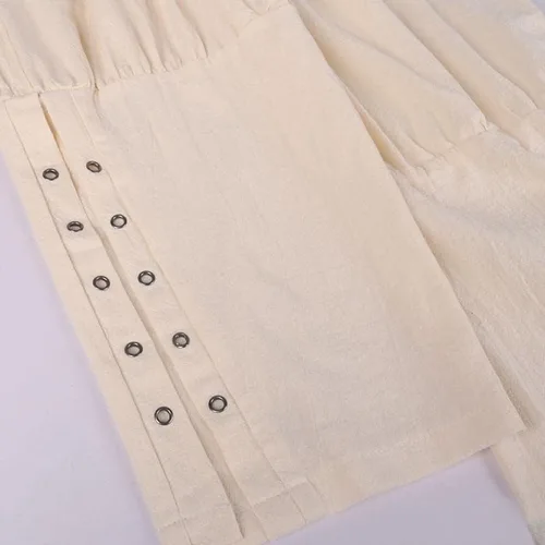 Vista 6 de XSAORO Disfraz medieval unisex con banda al tobillo pantalones de caballero renacentista pantalones pirata vikingo navegador pantalones de secado