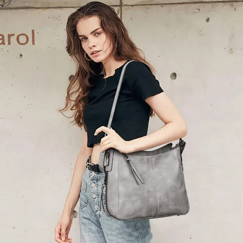 Vista 2 de CLUCI Bolsos de mano para mujer de cuero vegano, bolso bandolera grande de moda, bolso al hombro, el mejor regalo para ella