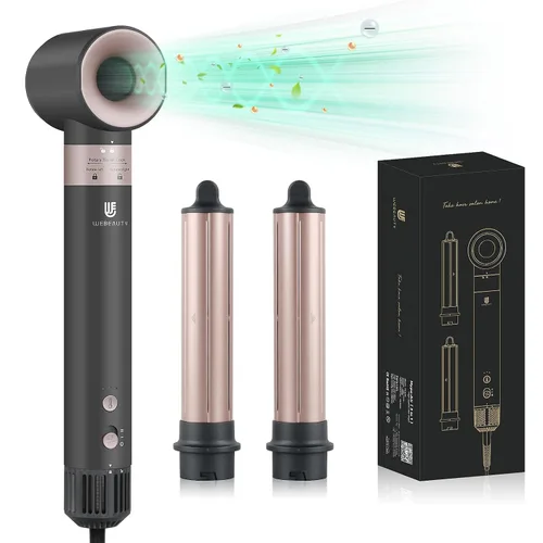 Vista 11 de Estilizador de aire caliente, cepillo secador de pelo con iones negativos, rizadores de cabello con enrollado automático y flujo de aire, moldeador