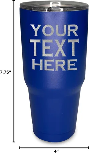 Vista 8 de Vaso de café personalizado con tapa y pajita, 30 onzas, añade tu propio texto