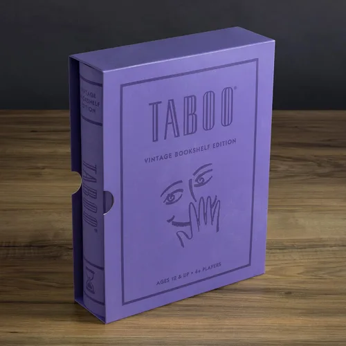 Vista 3 de WS Game Company Taboo Vintage Bookshelf Edition - Caja de libros envuelta en tela, juegos de mesa de adivinanzas para 4 o más jugadores, adultos