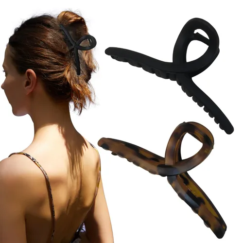 Vista 20 de Pinzas para el cabello de 4.3 pulgadas, grandes, antideslizantes, grandes mate, clip de mariposa para cabello fino y grueso, paquete de 4