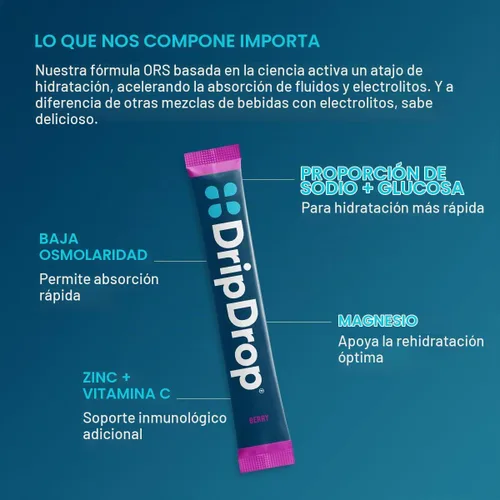 Vista 4 de DripDrop ORS - Polvo de electrolitos patentado para alivio rápido de la deshidratación, para entrenamiento, sudoración, enfermedad y recuperación
