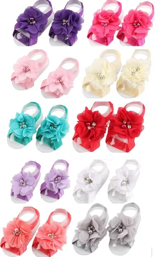 Vista 6 de Toptim Sandalias descalzos para bebé niña con flores para niños pequeños