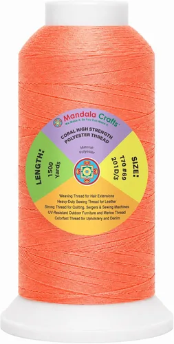 Vista 41 de Mandala Crafts Airforce Blue Tex 70 - Hilo de poliéster para tapicería 1500 Yds T70 UV Resistant Strong Thread for Leather Sewing, Marine