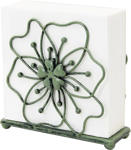 Vista 3 de OwlGift Servilletero de estilo floral, dispensador de pañuelos independiente, almacenamiento de servilletas para mesa de comedor, para el hogar
