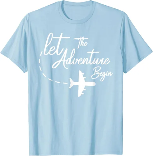 Vista 102 de Let The Adventure Begin - Camiseta inspiradora en modo de viaje en avión, Negro, S