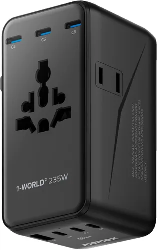 Vista 10 de MOMAX Mini Universal Travel Adapter for US/EU/UK/AUS Worldwide Plug Adapter Negro
