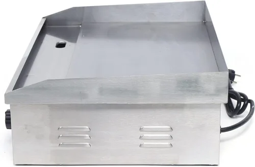 Vista 5 de TFCFL Plancha eléctrica de encimera plana, parrilla comercial de 3KW con control de temperatura ajustable, parrilla Teppanyaki de acero inoxidable