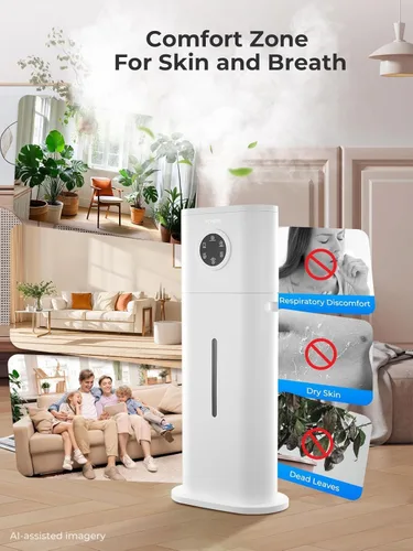 Vista 7 de Humidificador para habitación grande, 12L/3.17 galones de llenado superior de niebla fría humidificadores silenciosos ultrasónicos para bebés