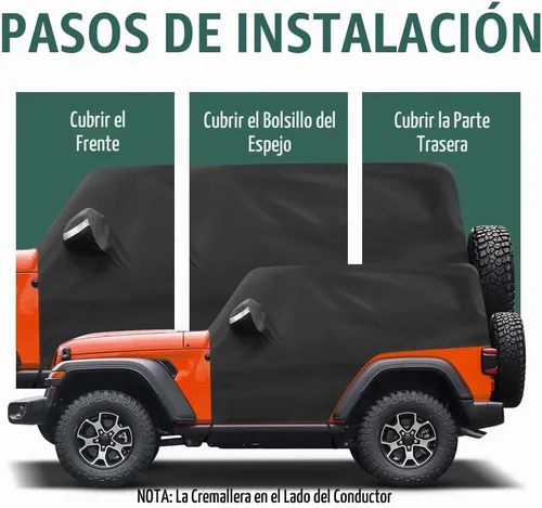 Vista 6 de Funda impermeable para cabina de automóvil compatible con Jeep Wrangler todos los submodelos de 2 puertas 1987-2022 para todo tipo de clima, 6
