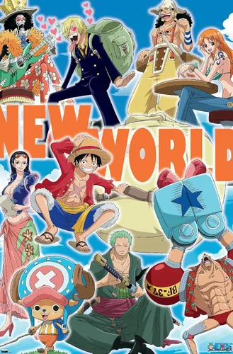 Vista 11 de Trends International One Piece - Póster de pared New World, 22.4 pulgadas de largo x 14.7 pulgadas, versión enmarcada en madera de granero