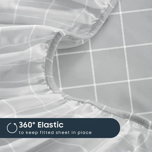 Vista 7 de Wake In Cloud - Sábanas geométricas, juego de sábanas de 4 piezas, juego de sábanas de cuadros a cuadros a cuadros a cuadros, ropa de cama estética