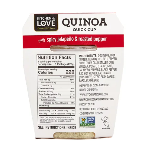 Vista 2 de Kitchen & Love Jalapeño y pimienta asada Quinoa Quick Meal Paquete de 6 Vegana, sin gluten, lista para comer, no requiere refrigeración