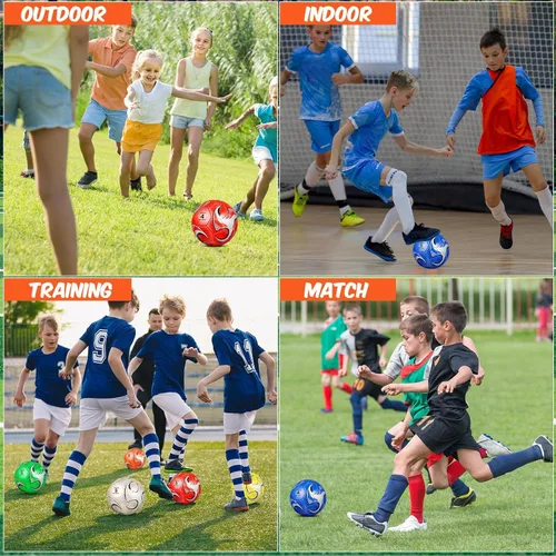 Vista 4 de Ceenna Balón de fútbol a granel con bolsa de bomba cosida a máquina de fútbol desinflado para entrenamiento deportivo al aire libre práctica de juego