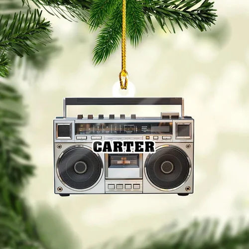 Vista 15 de Adorno de radio personalizado 2025, adorno de radio retro personalizado, cinta de cassette, adornos retro, adornos de radio de Navidad, adornos