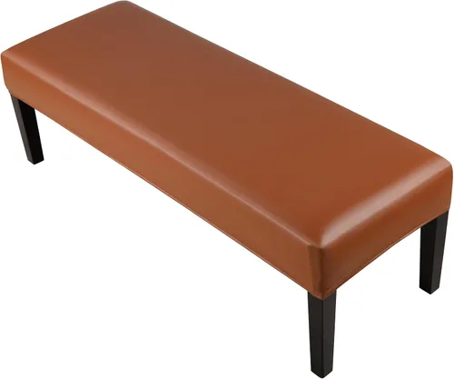 Vista 10 de YISUN Fundas de banco de jacquard para comedor, funda elástica lavable y extraíble para banco, protector de asiento rectangular para bancos de Beige