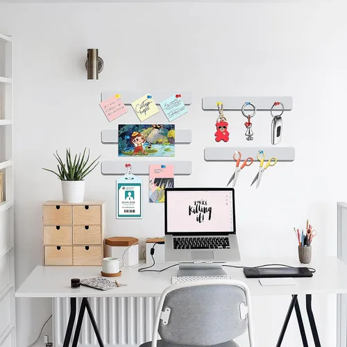 Vista 8 de Arlasuo Paquete de 5 tiras de fieltro gris para tablón de anuncios con 5 tiras de fieltro blanco para tablón de anuncios