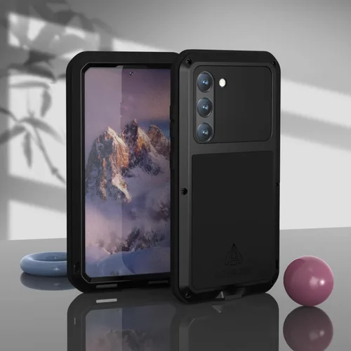 Vista 6 de LOVE MEI Funda para Samsung Galaxy S23 5G con protector de pantalla de vidrio templado, a prueba de golpes, a prueba de arañazos, híbrida de metal