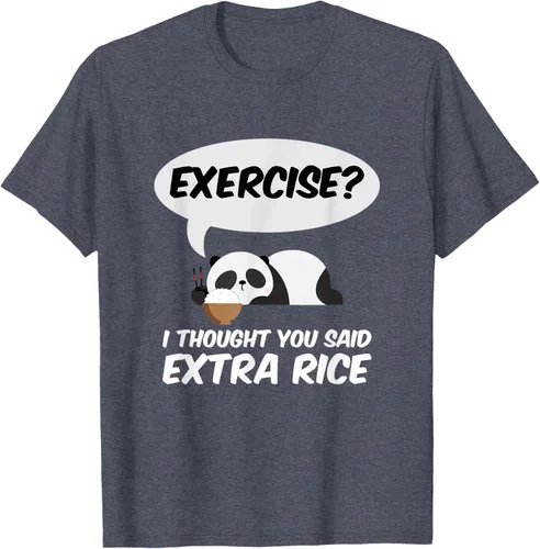 Vista 106 de ¿Ejercicio? I Thought You Said Extra Rice Panda Gift T-Shirt, Negro, S