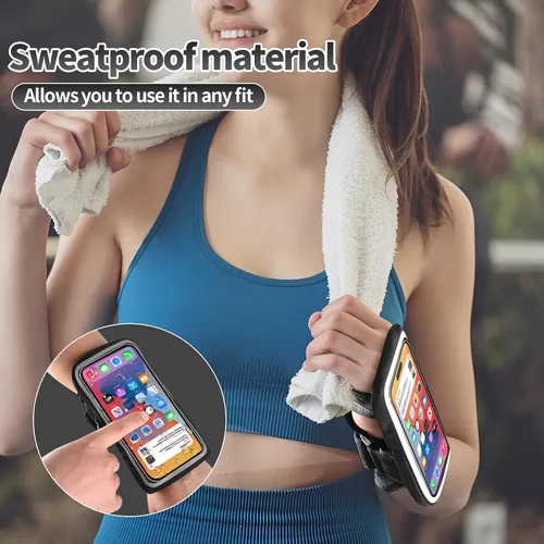 Vista 3 de Soporte de teléfono de muñeca para correr, brazaletes de antebrazo, brazalete para correr con ranura para tarjeta para iPhone Pro Max Plus