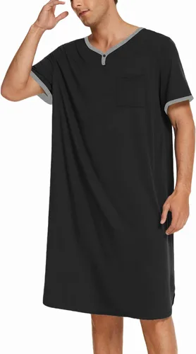 Vista 3 de Ekouaer - Camisón de dormir para hombre con manga corta y cómoda