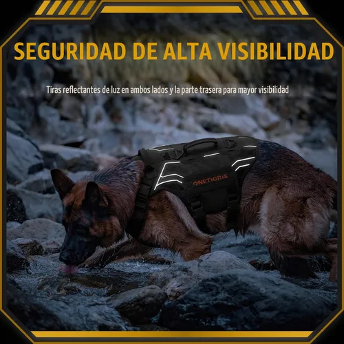 Vista 6 de OneTigris Arnés táctico para perros grandes, arnés táctico ajustable para perro con asas, chaleco reflectante resistente y transpirable, chaleco