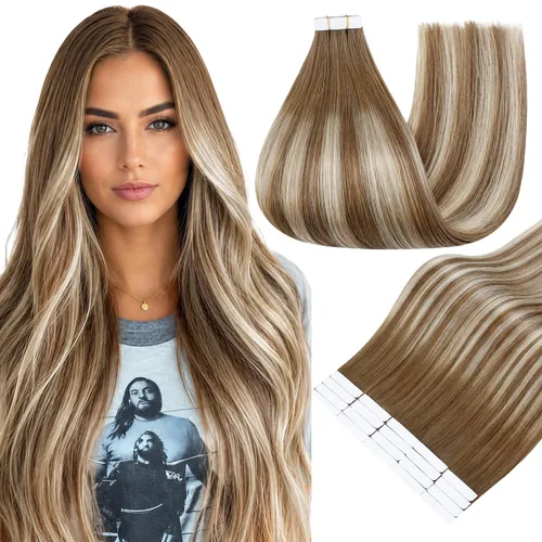 Vista 12 de Full Shine - Extensiones de cabello humano con cinta adhesiva, 10 pulgadas, sin costuras, color 1 negro azabache de 1.06 oz, cinta invisible