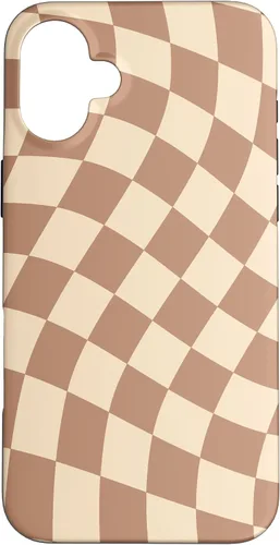 Vista 22 de iPhone 16 Brown Checkered Wavy Checkerboard Pattern Phone Case