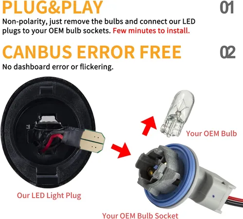 Vista 5 de Gempro Conjunto de luz de matrícula, reemplazo de lámpara LED para Ford F150 F250 F350 F450 F550 Superduty Bronco Excursion Ranger Expedition