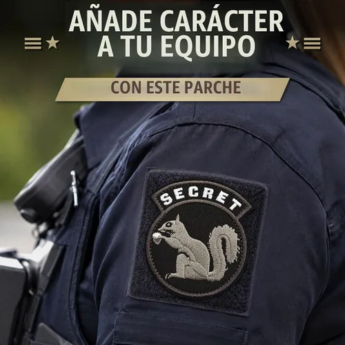 Vista 7 de Parche secreto de ardilla para equipo táctico - Parches de moral militar Negro