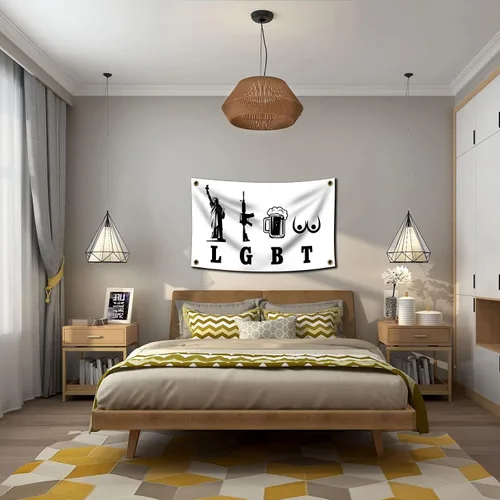 Vista 5 de Liberty Guns Beer Tittes - Póster divertido de pared de cueva de hombre duradero de 3 x 5 pies con ojales de latón. Este hermoso cartel entretenido