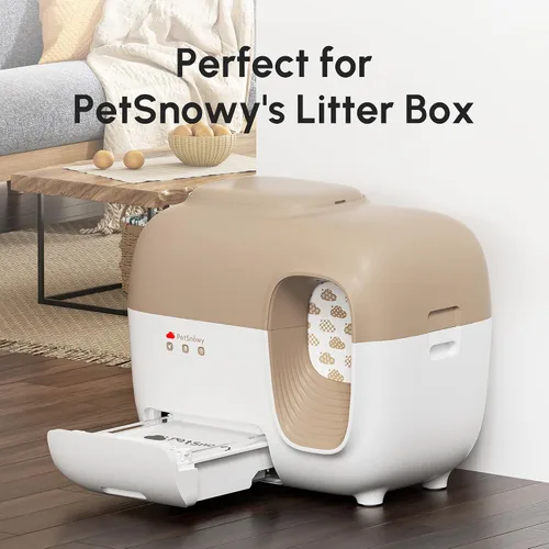 Vista 3 de PetSnowy Bolsas de arena para gatos, paquete de 50 bolsas de basura autosellantes para todas las cajas de arena autolimpiantes automáticas PetSnowy