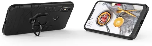 Vista 2 de Compatible con funda Xiaomi Mi 8, soporte de anillo de metal a prueba de golpes (funciona con soporte magnético para automóvil) Cubierta resistente