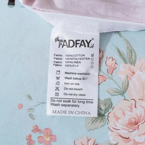 Vista 8 de FADFAY Juego de funda de edredón tamaño individual azul con flores de rosa y peonía, ropa de cama rústica con flores de peonía, juego de funda