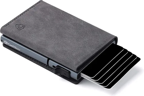 Vista 4 de Conceal Plus - Cartera desplegable para hombre, tarjetero delgado RFID Piel sintética - Gris y titanio