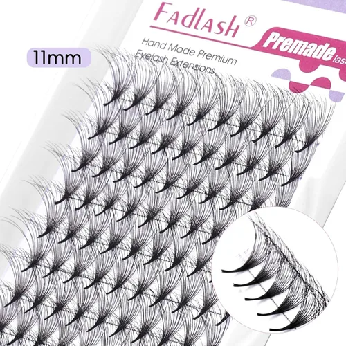 Vista 85 de FADLASH Extensiones de pestañas postizas en abanico con base puntiaguda 10D, extensiones de pestañas postizas de tallo medio, extensiones