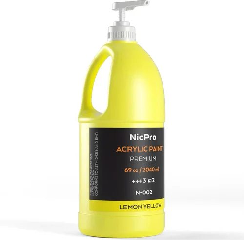 Vista 14 de Nicpro Juego de pintura acrílica grande negra (69 onzas, 69.0 fl oz), suministros de pintura artística no tóxicos para múltiples superficies