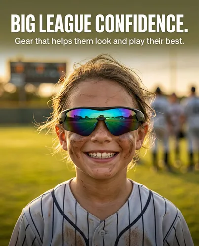 Vista 7 de maivnz Gafas de sol de béisbol juveniles para niños, UV400 para niñas, gafas de sol de sóftbol para niñas, niños de 6 a 8 a 12 a 14 años, gafas