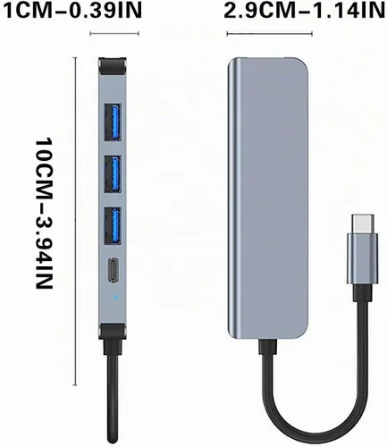 Vista 3 de Hub USB Multi USB Splitter 5Gbps USB 3.0 Puerto Extensor Hub con 4 puertos