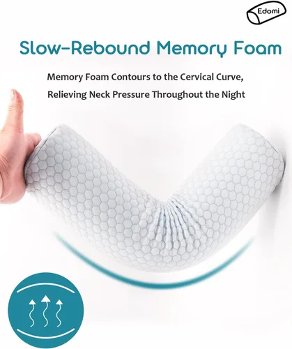 Vista 5 de Almohada cervical para dormir – Cilindro cervical de yoga refrescante con funda lavable, soporte de espuma viscoelástica para aliviar el dolor