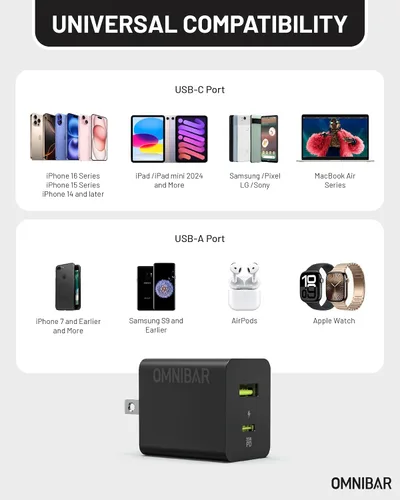 Vista 6 de Cargador de iPhone de carga rápida con cable USB A a Lightning (6 pies/silicona suave), 2 puertos GaN 35W USB C bloque de cargador de pared